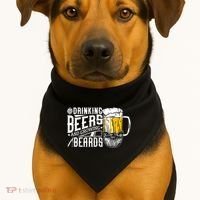 Drinking Beers And Growing Beards Funny Drinking Party USA-Made Doggie Bandana thumb 1