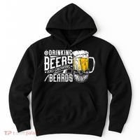Drinking Beers And Growing Beards Funny Drinking Party Hoodie thumb 0