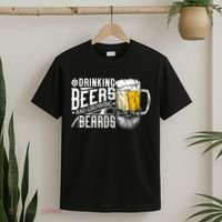 Drinking Beers And Growing Beards Funny Drinking Party T-Shirt thumb 2