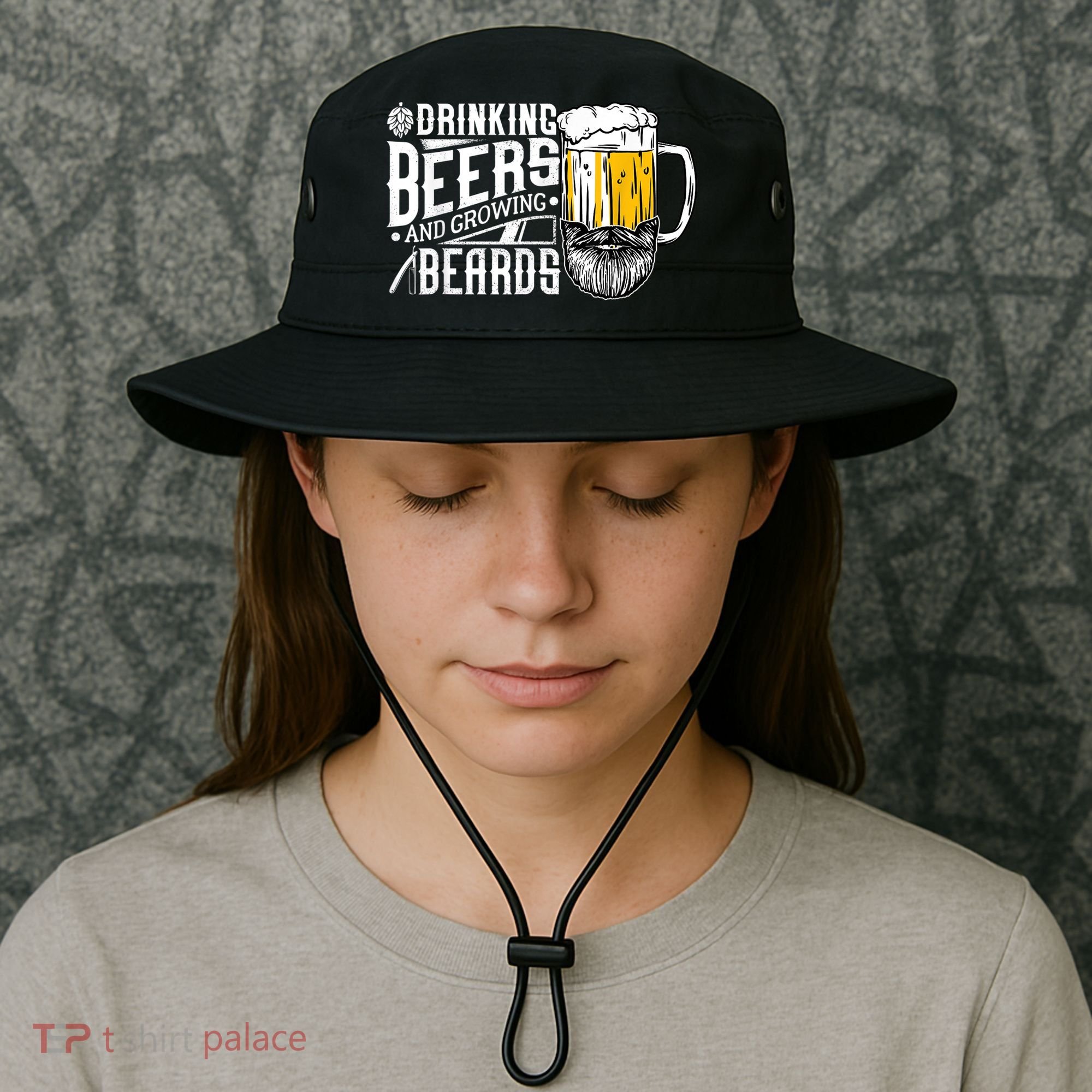 Drinking Beers And Growing Beards Funny Drinking Party Bucket Hat