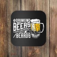 Drinking Beers And Growing Beards Funny Drinking Party Coaster thumb 0
