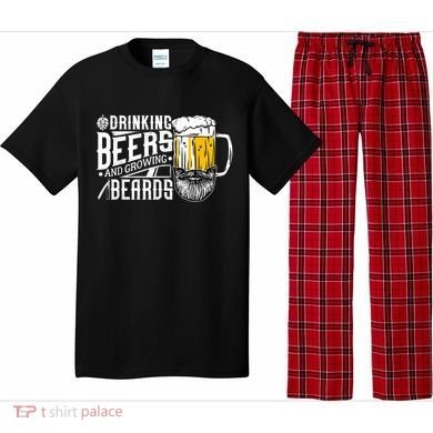 Drinking Beers And Growing Beards Funny Drinking Party Pajama Set