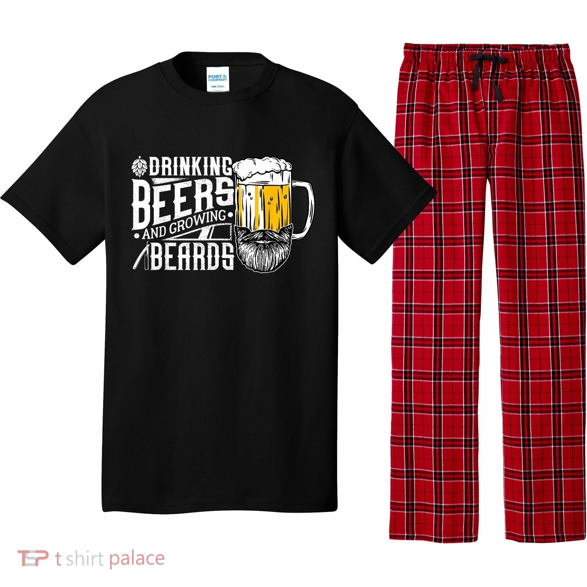 Drinking Beers And Growing Beards Funny Drinking Party Pajama Set