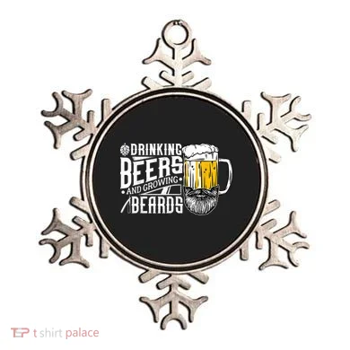 Drinking Beers And Growing Beards Funny Drinking Party Ornament