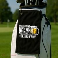 Drinking Beers And Growing Beards Funny Drinking Party Golf Towel thumb 2