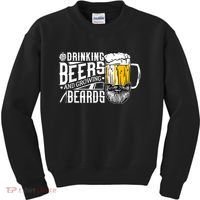 Drinking Beers And Growing Beards Funny Drinking Party Kids Sweatshirt thumb 0