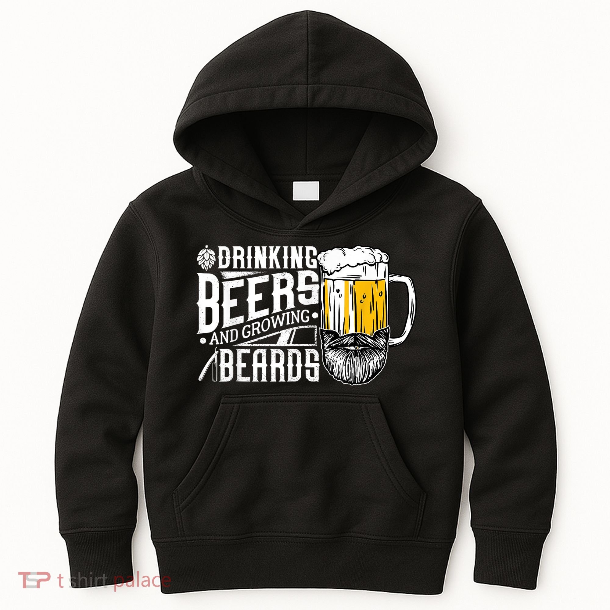 Drinking Beers And Growing Beards Funny Drinking Party Kids Hoodie