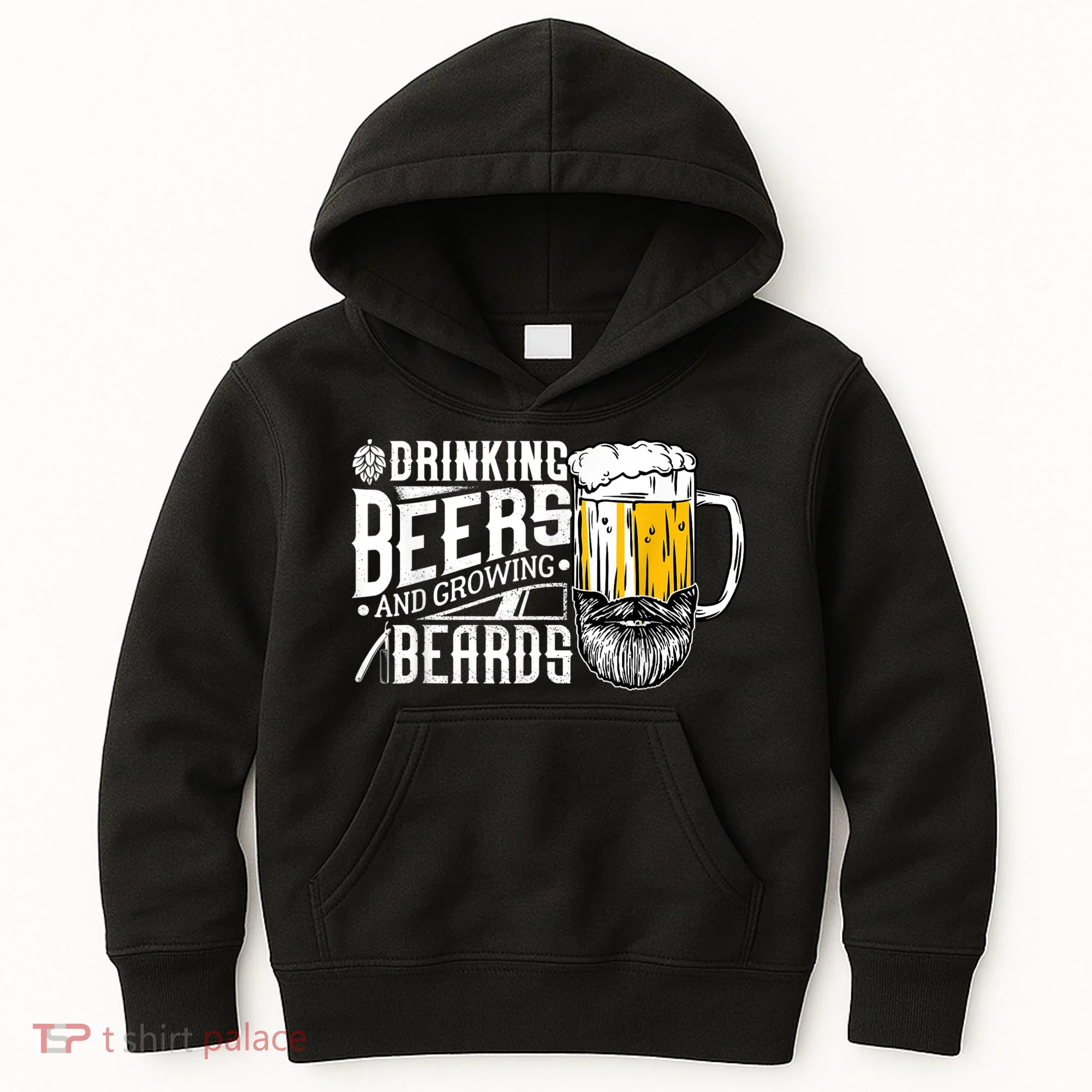 Drinking Beers And Growing Beards Funny Drinking Party Kids Hoodie