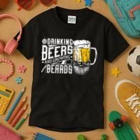 Drinking Beers And Growing Beards Funny Drinking Party Kids T-Shirt thumb 3