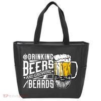 Drinking Beers And Growing Beards Funny Drinking Party Tote Bag thumb 0