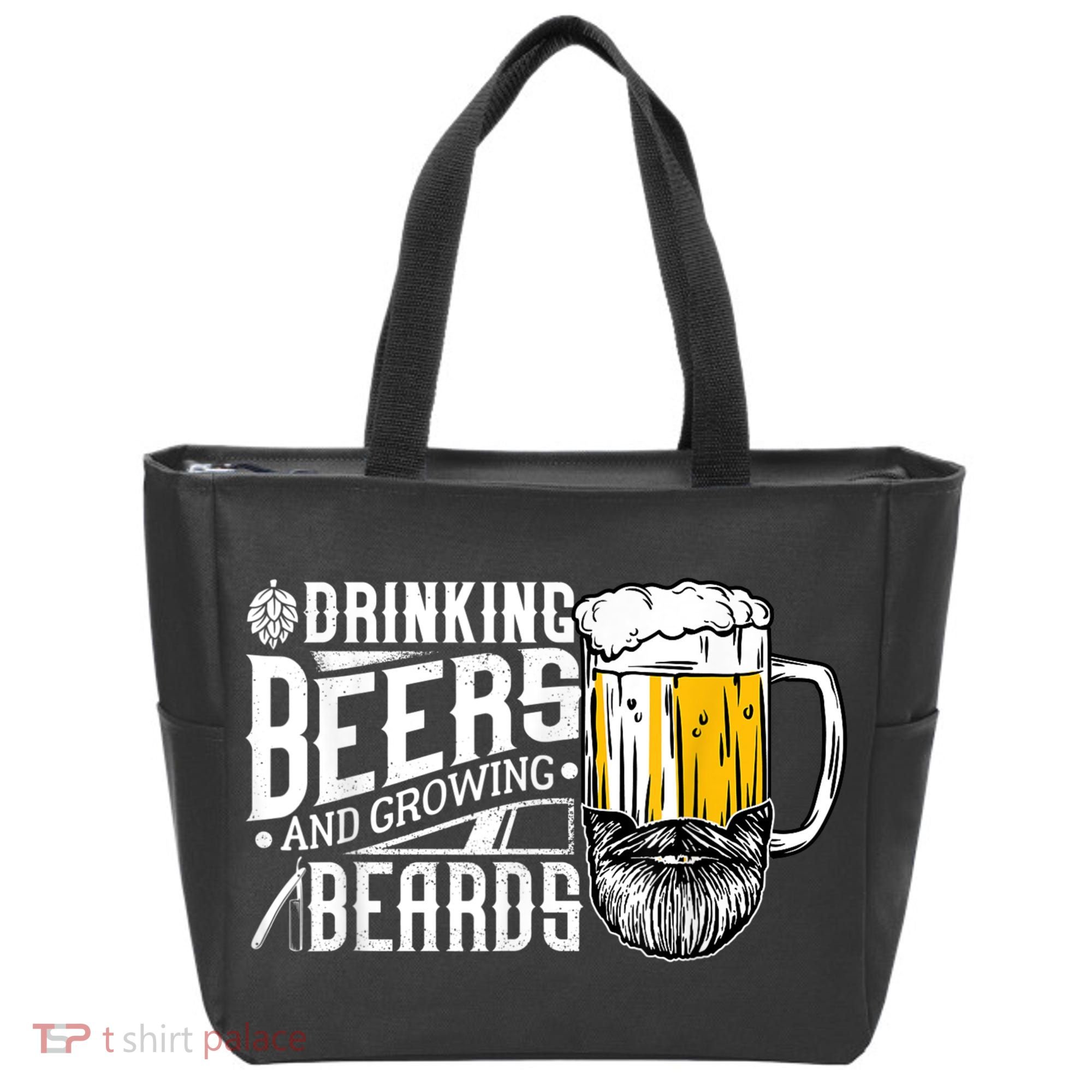 Drinking Beers And Growing Beards Funny Drinking Party Tote Bag