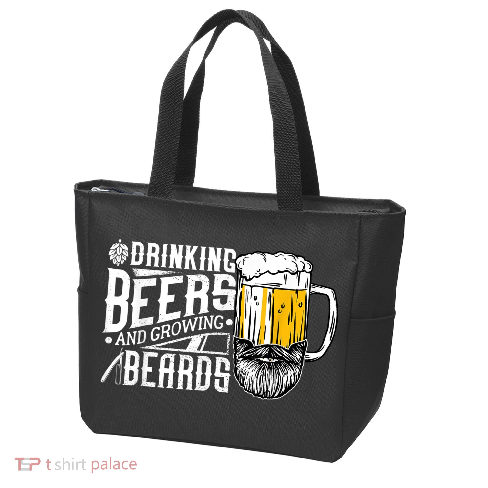 Drinking Beers And Growing Beards Funny Drinking Party Tote Bag