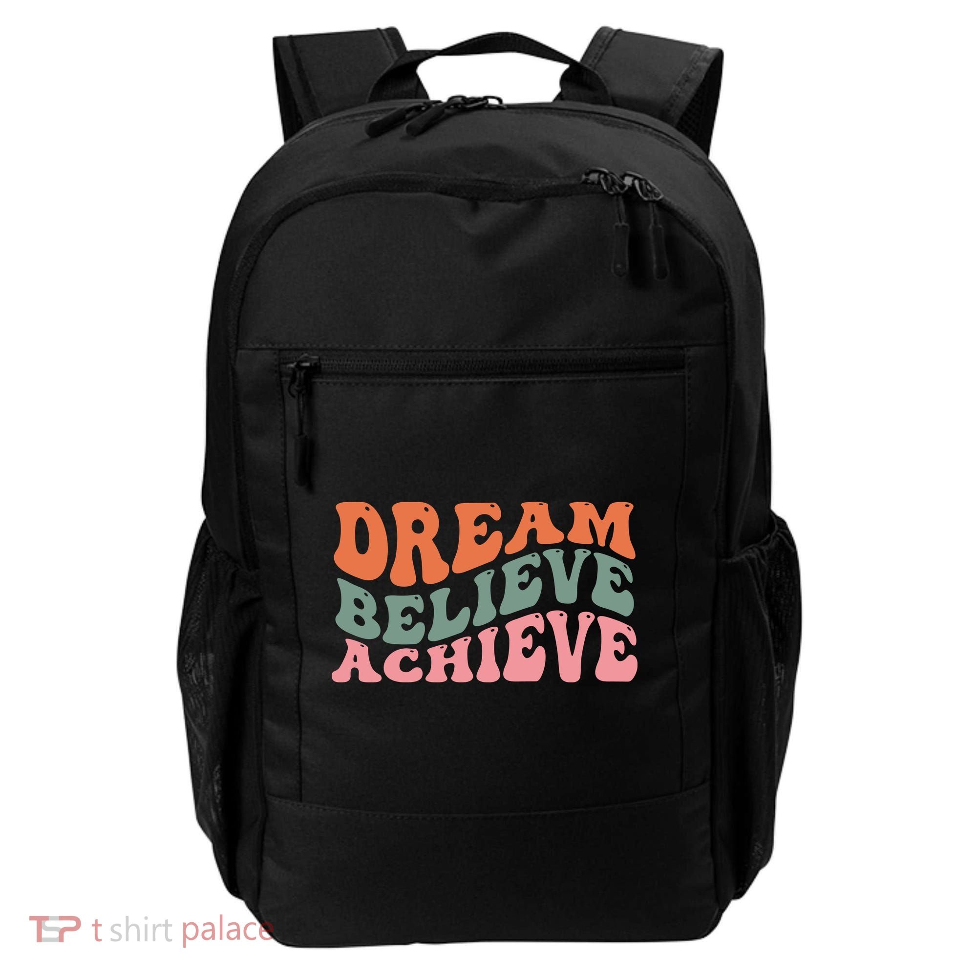 Dream Believe Achieve Retro Quote Backpack