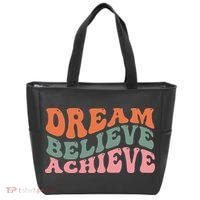 Dream Believe Achieve Retro Quote Tote Bag thumb 0