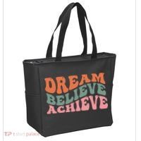 Dream Believe Achieve Retro Quote Tote Bag thumb 2