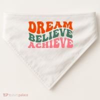 Dream Believe Achieve Retro Quote USA-Made Doggie Bandana thumb 0