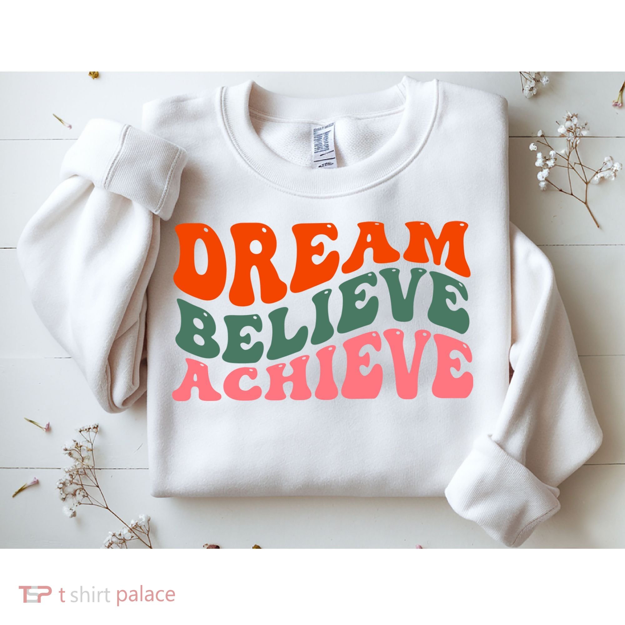 Dream Believe Achieve Retro Quote Sweatshirt