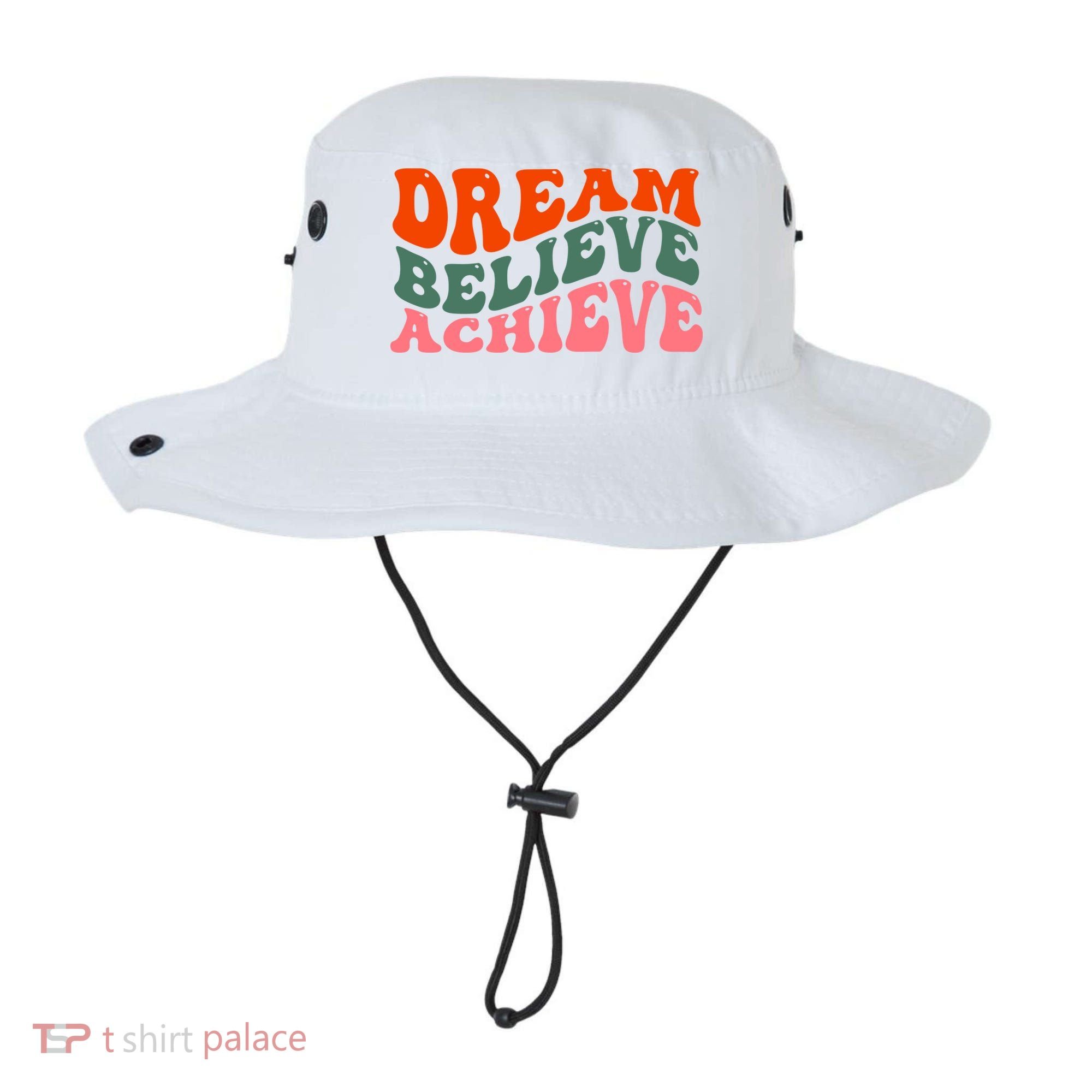 Dream Believe Achieve Retro Quote Bucket Hat