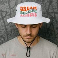 Dream Believe Achieve Retro Quote Bucket Hat thumb 2