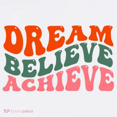 Dream Believe Achieve Retro Quote Drawstring Bag