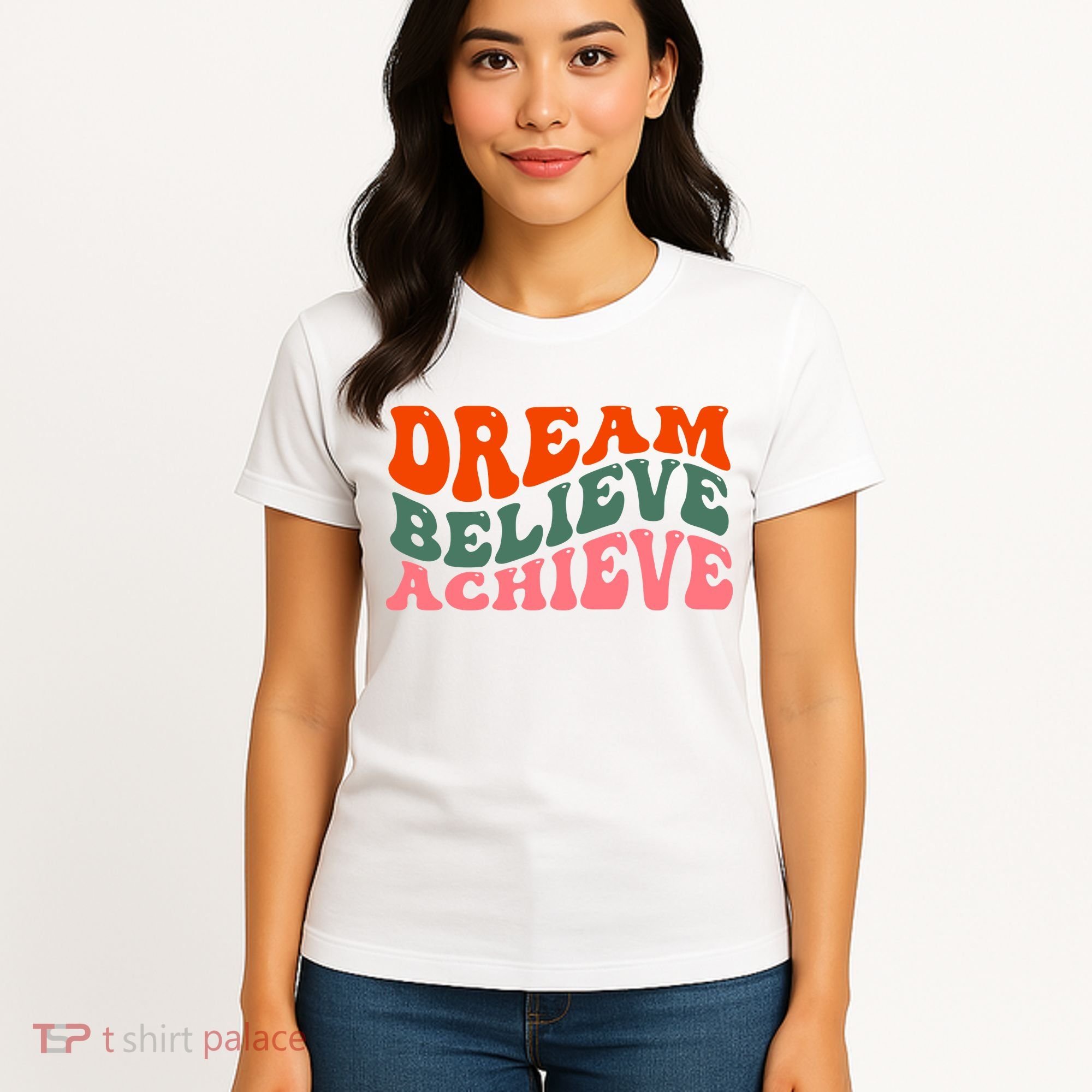 Dream Believe Achieve Retro Quote Women's T-Shirt