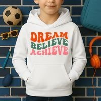 Dream Believe Achieve Retro Quote Kids Hoodie thumb 2