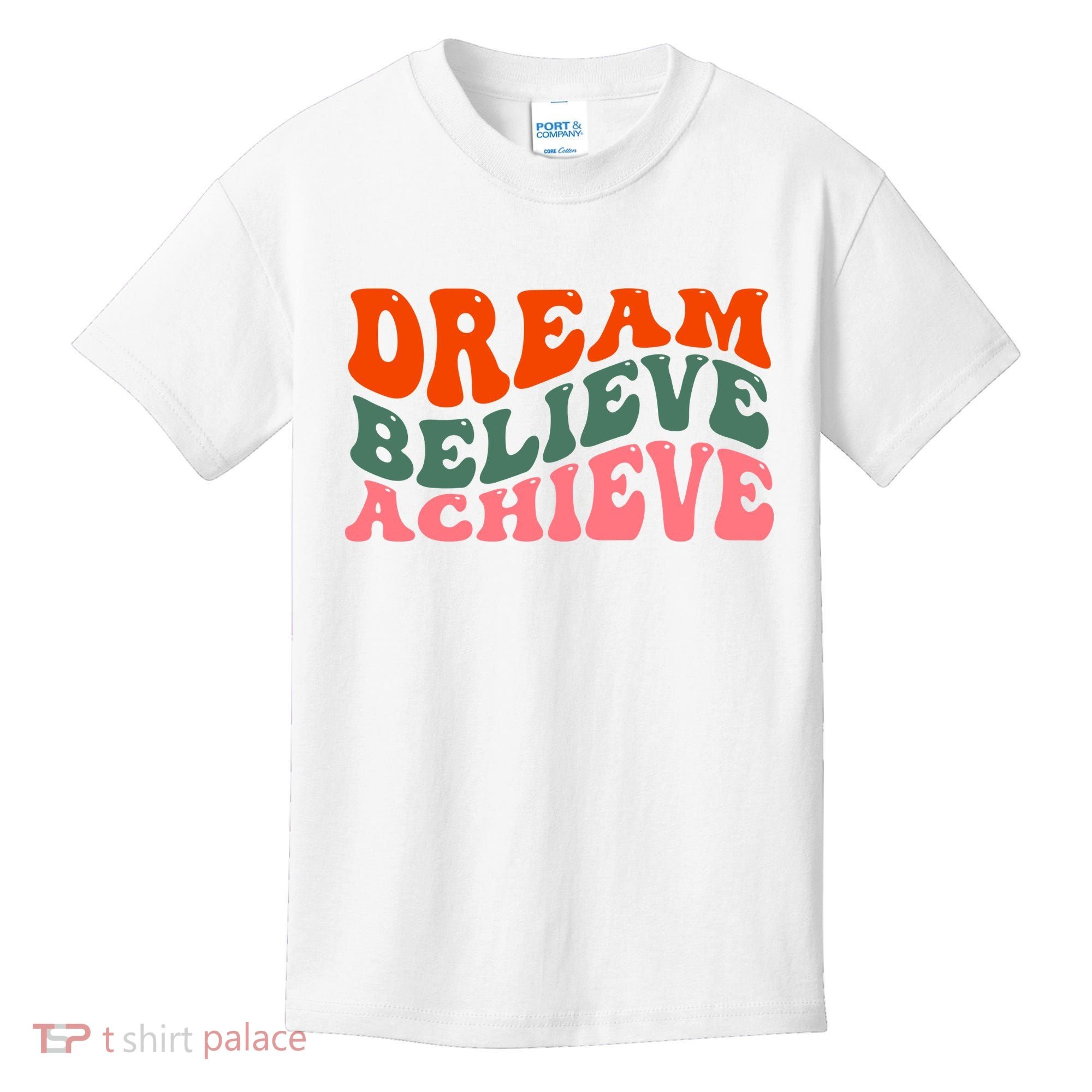 Dream Believe Achieve Retro Quote Kids T-Shirt