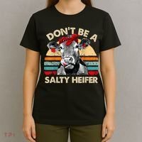 Don't Be a Salty Heifer Cute Highland Cow Lover Vintage Farm T-Shirt thumb 4
