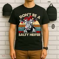 Don't Be a Salty Heifer Cute Highland Cow Lover Vintage Farm T-Shirt thumb 6