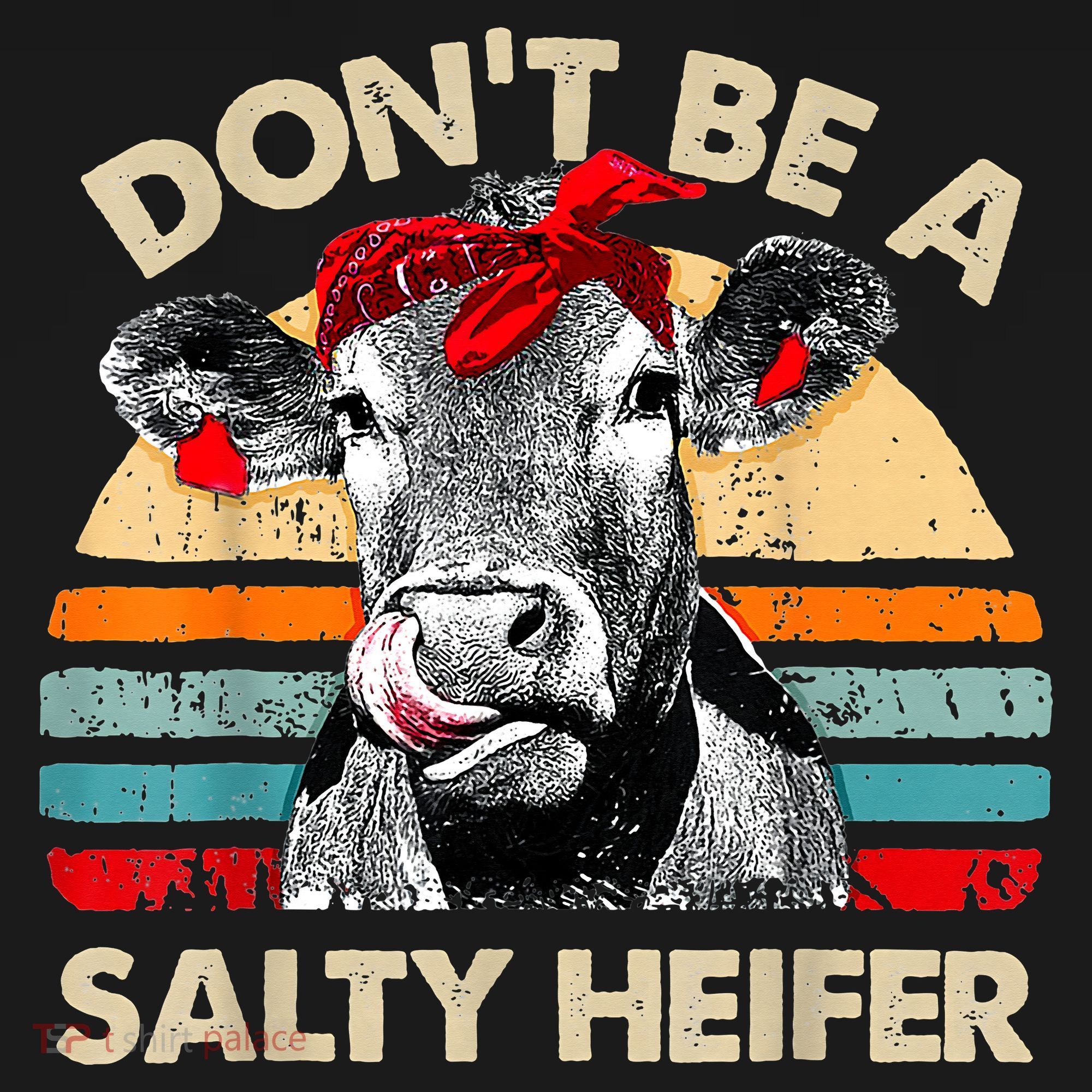 Don't Be a Salty Heifer Cute Highland Cow Lover Vintage Farm T-Shirt