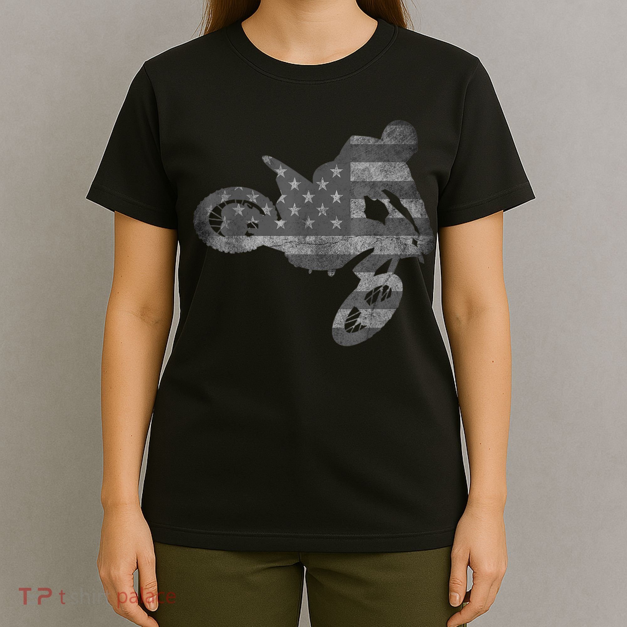 Dirt Bike American Flag Motocross Enduro T-Shirt