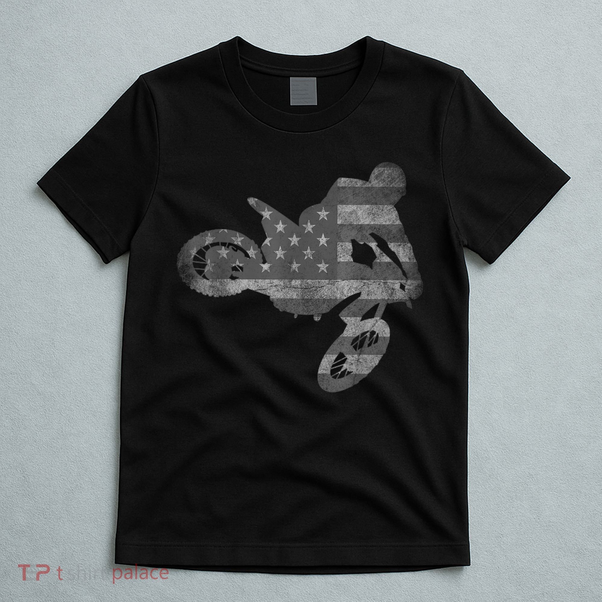 Dirt Bike American Flag Motocross Enduro T-Shirt