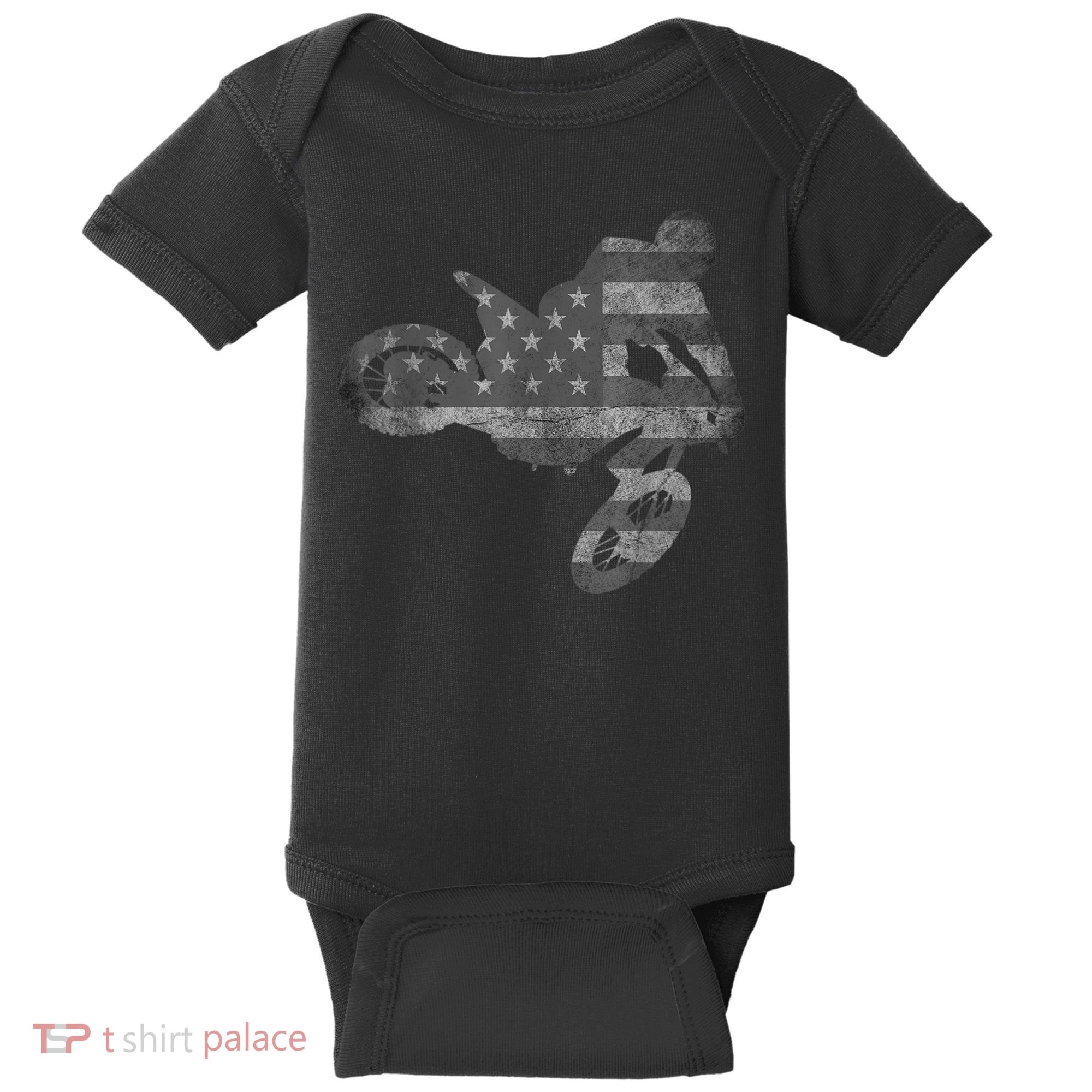 Dirt Bike American Flag Motocross Enduro Baby Bodysuit
