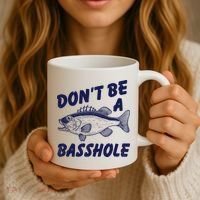 Dont Be A Basshole Funny Fishhing Bass Fish Joke Coffee Mug thumb 3