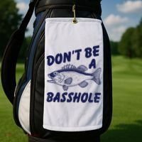 Dont Be A Basshole Funny Fishhing Bass Fish Joke Golf Towel thumb 2