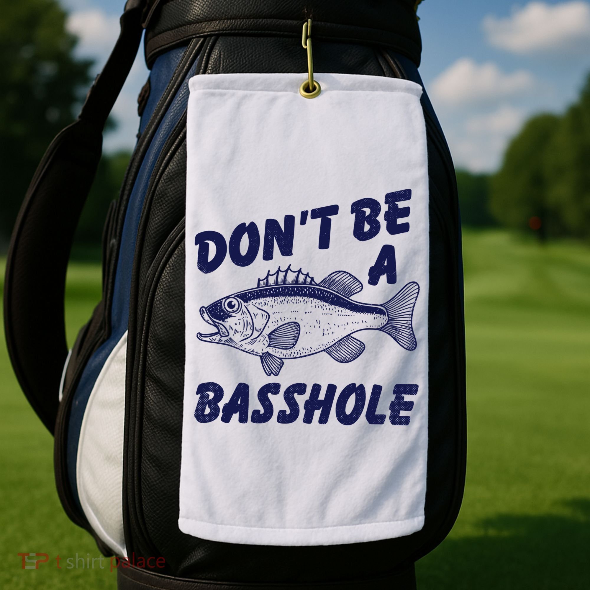 Dont Be A Basshole Funny Fishhing Bass Fish Joke Golf Towel
