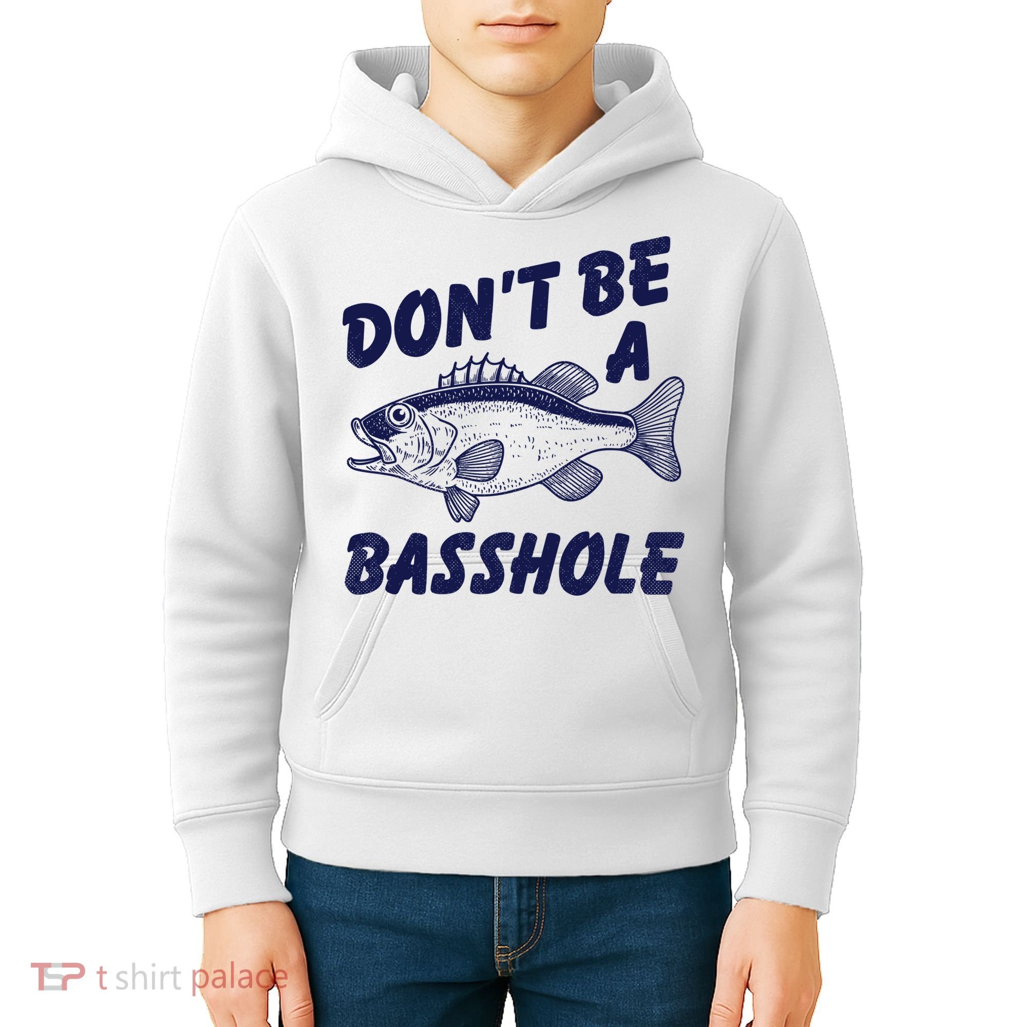 Dont Be A Basshole Funny Fishhing Bass Fish Joke Kids Hoodie