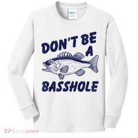 Dont Be A Basshole Funny Fishhing Bass Fish Joke Kids Long Sleeve Shirt thumb 0