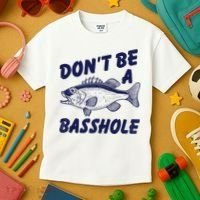 Dont Be A Basshole Funny Fishhing Bass Fish Joke Kids T-Shirt thumb 3
