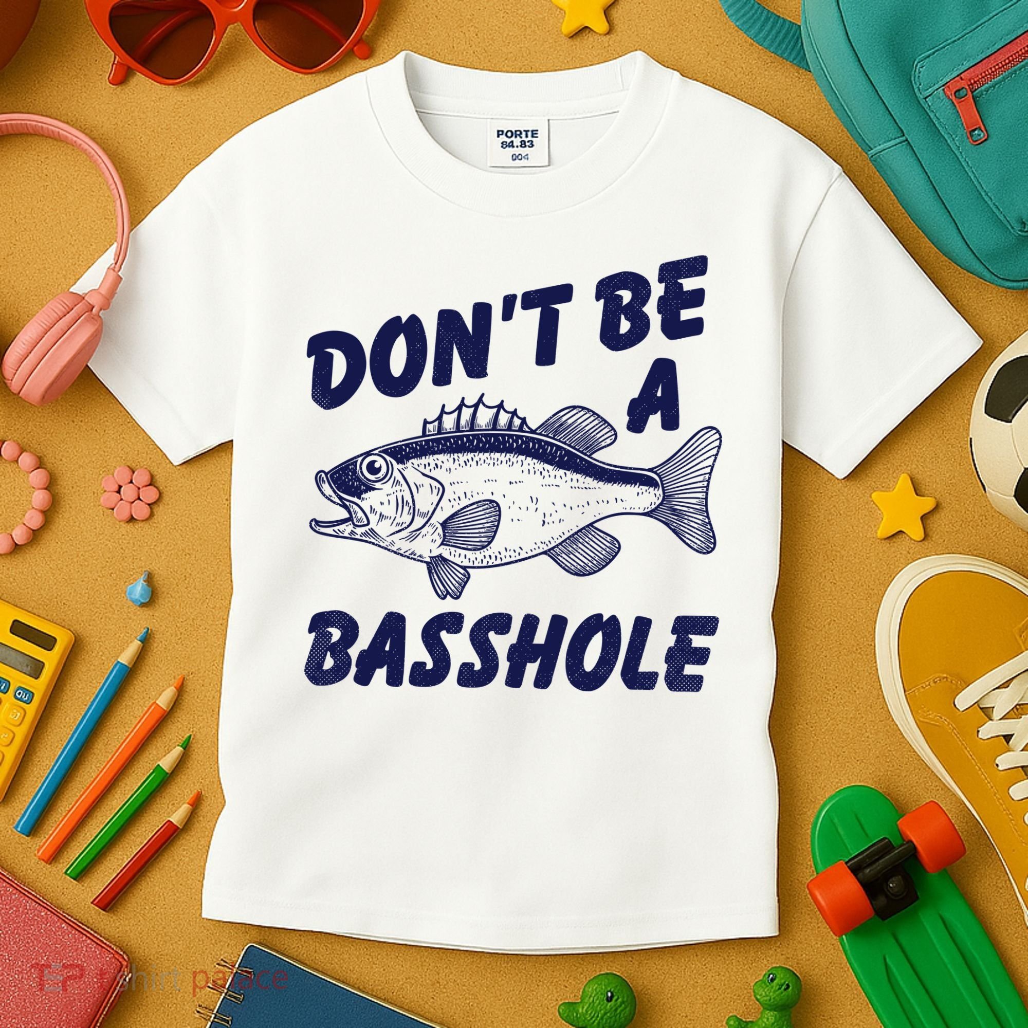 Dont Be A Basshole Funny Fishhing Bass Fish Joke Kids T-Shirt