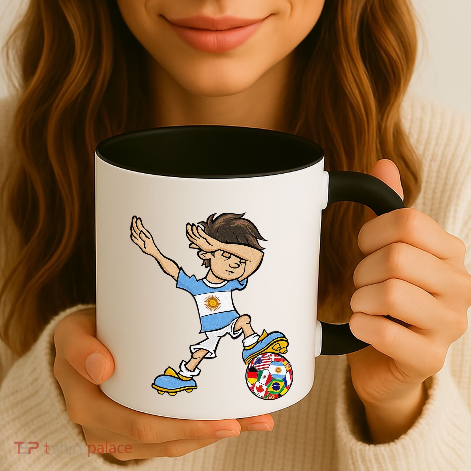 Dabbing Boy Argentina Soccer Jersey National Flag Coffee Mug