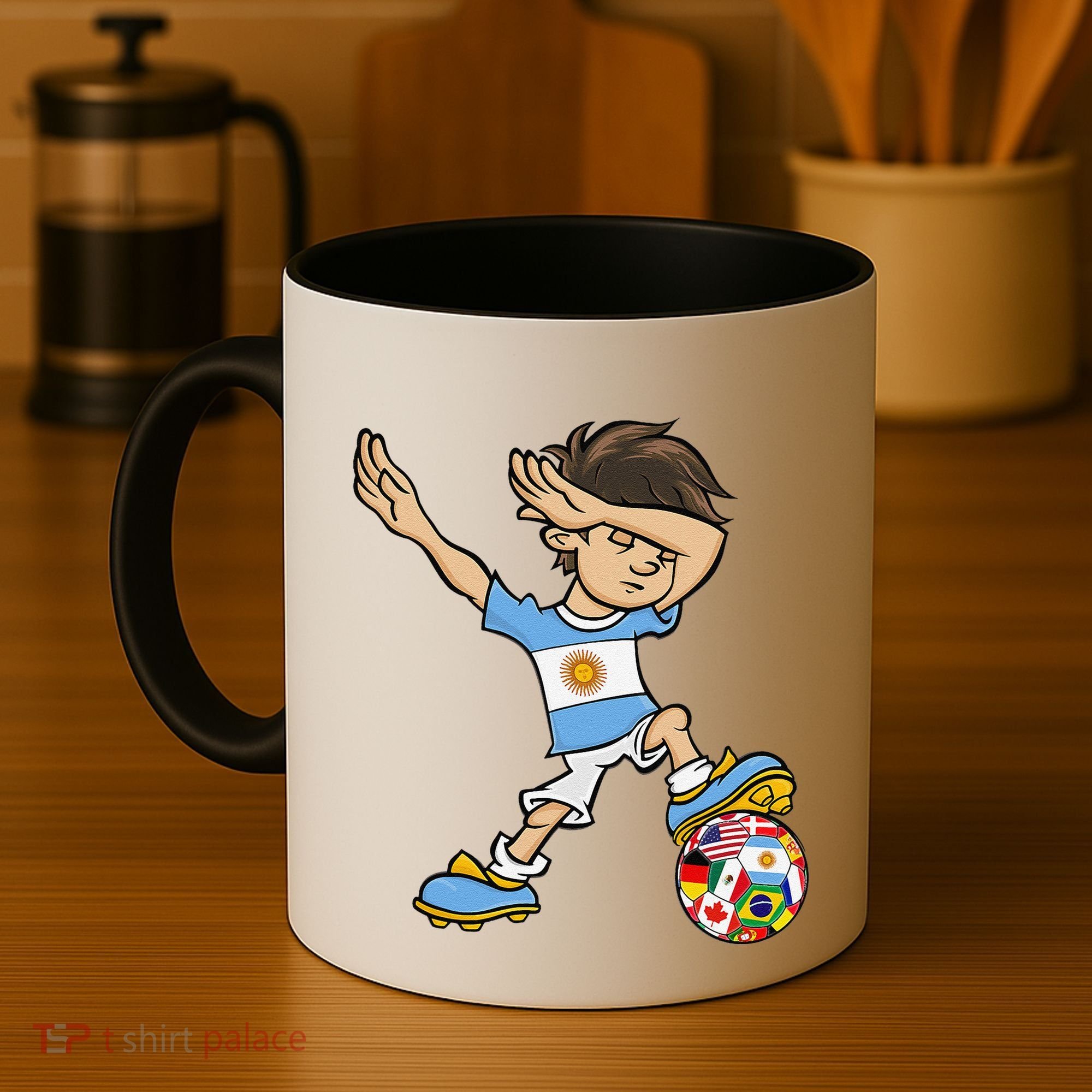 Dabbing Boy Argentina Soccer Jersey National Flag Coffee Mug
