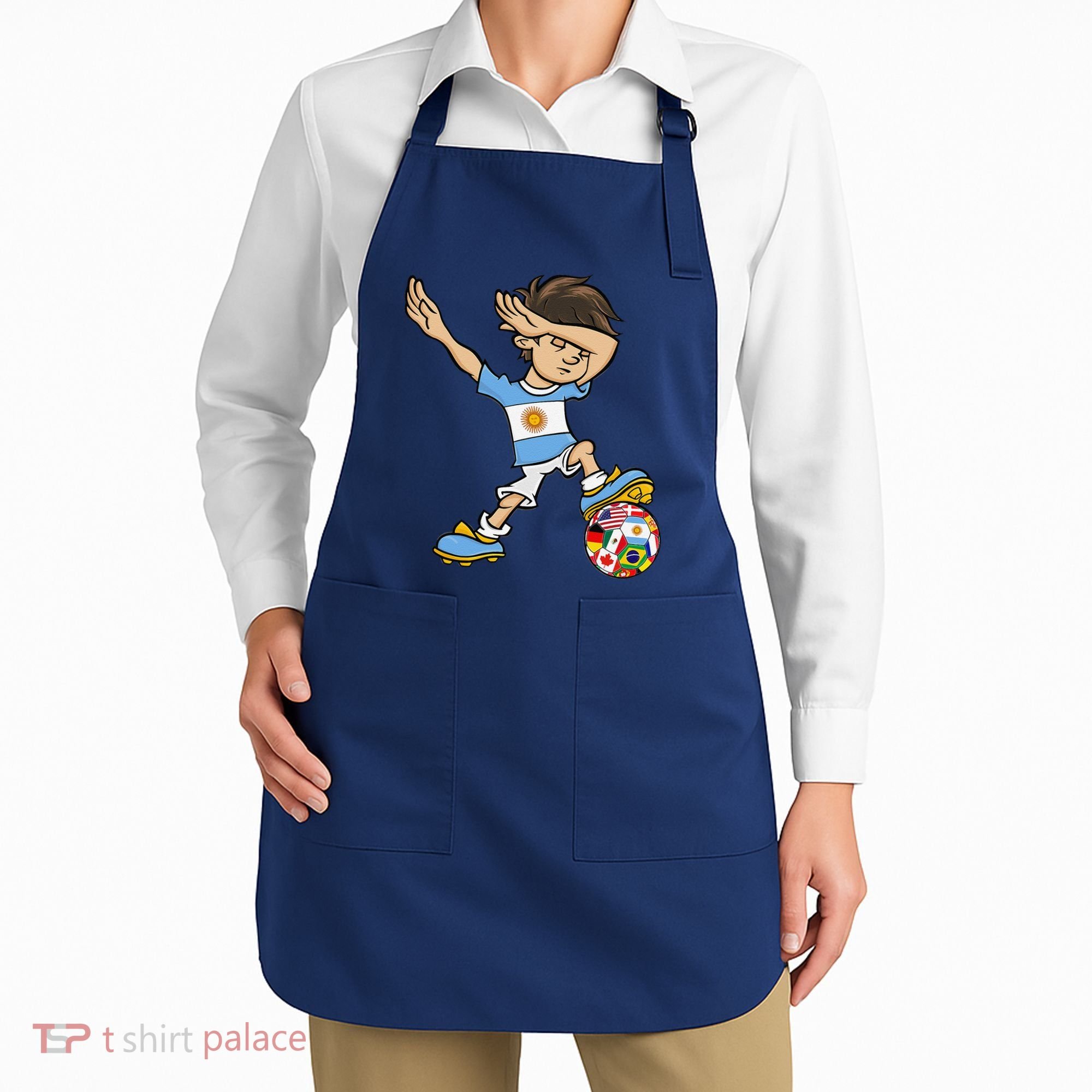 Dabbing Boy Argentina Soccer Jersey National Flag Apron