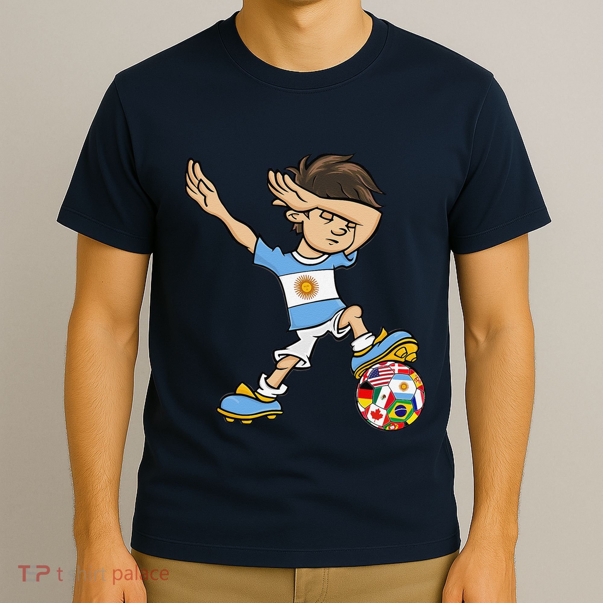 Dabbing Boy Argentina Soccer Jersey National Flag T-Shirt