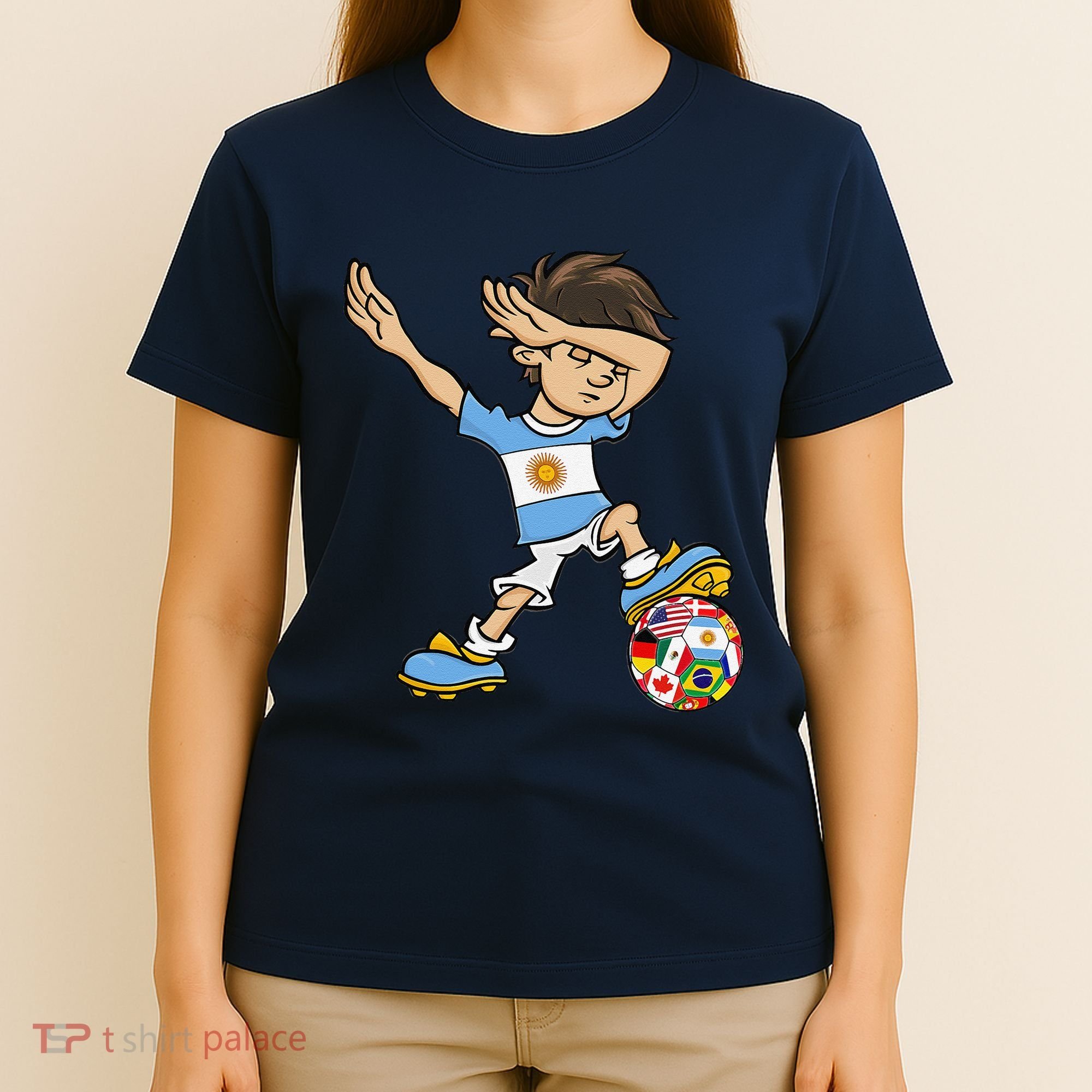 Dabbing Boy Argentina Soccer Jersey National Flag T-Shirt