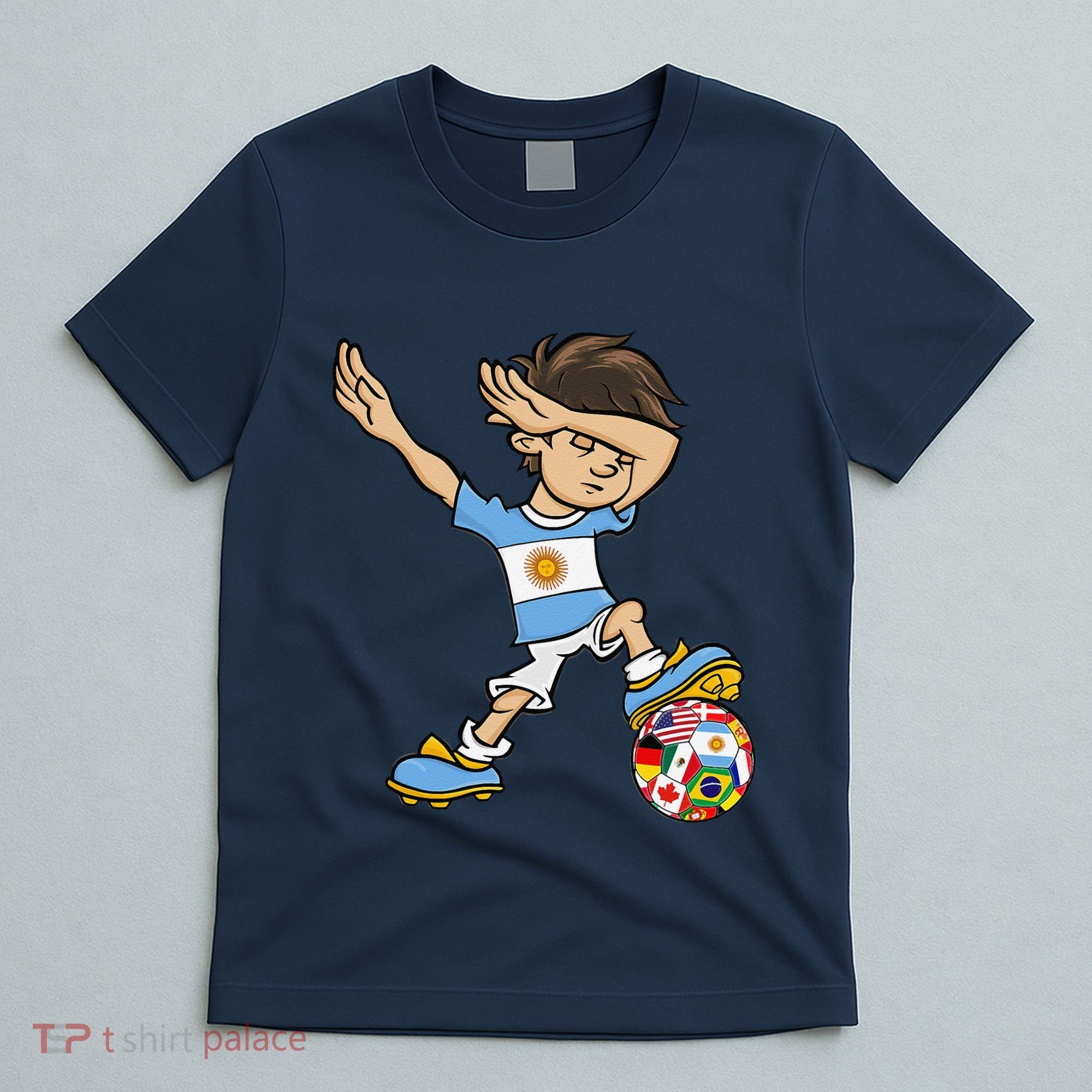 Dabbing Boy Argentina Soccer Jersey National Flag T-Shirt