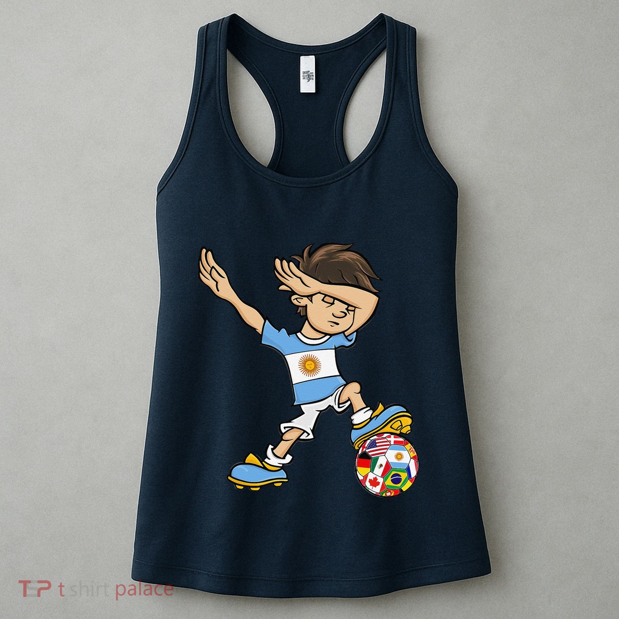 Dabbing Boy Argentina Soccer Jersey National Flag Women's Tank Top