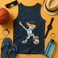 Dabbing Boy Argentina Soccer Jersey National Flag Tank Top thumb 4