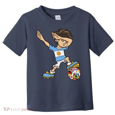 Dabbing Boy Argentina Soccer Jersey National Flag Toddler T-Shirt