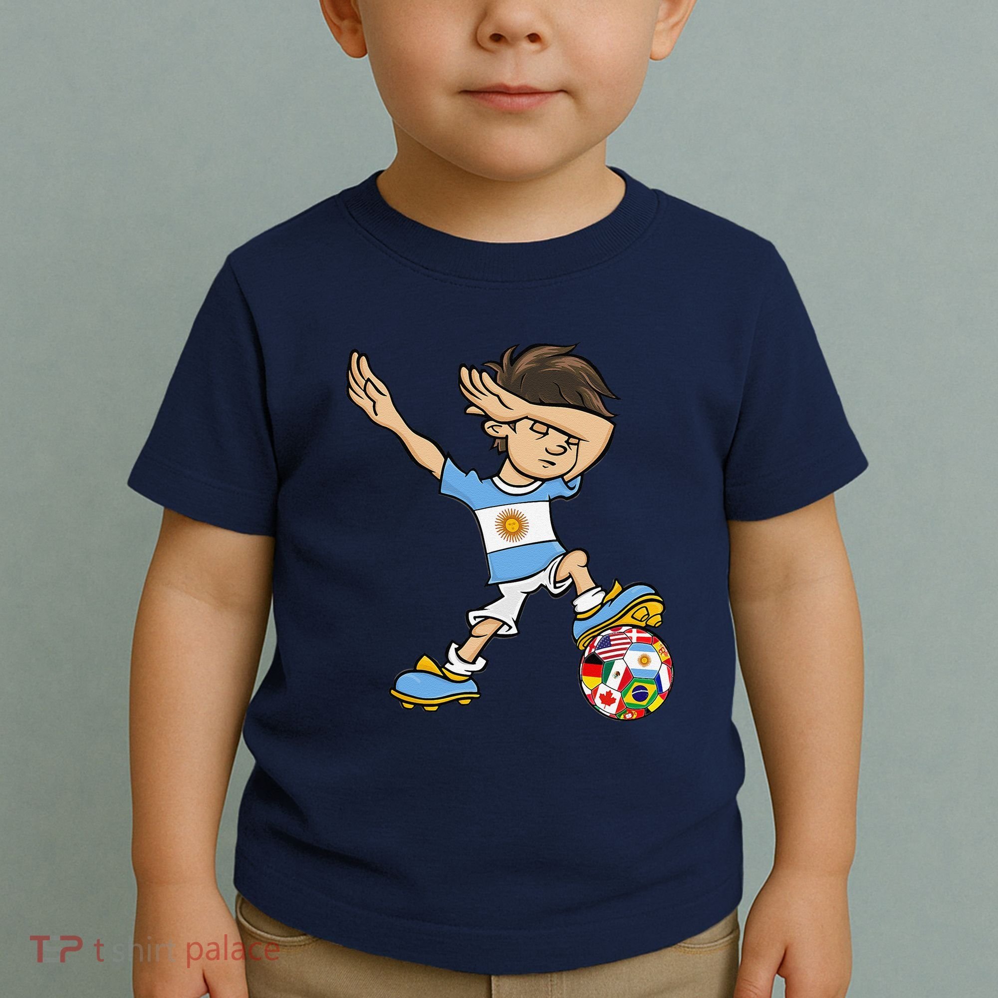 Dabbing Boy Argentina Soccer Jersey National Flag Toddler T-Shirt
